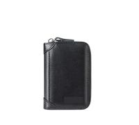 ATEUXOL Porte-Cartes Affaires décontracté RFID Blocage Hommes Carte Pack PU Cuir Fermeture éclair crédit Portefeuille Porte-Cartes Femmes Porte-Monnaie(Black 12)
