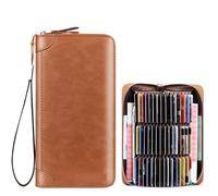 ATEUXOL Porte-Cartes Affaires décontracté RFID Blocage Hommes Carte Pack PU Cuir Fermeture éclair crédit Portefeuille Porte-Cartes Femmes Porte-Monnaie(Brown 45)