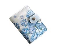 ATEUXOL Porte-Cartes Porte-Cartes de Peinture rétro Grande capacité for Femmes, Fente Multi-Cartes, Clip permis Conduire, for Cartes, Porte-Monnaie(Blue)