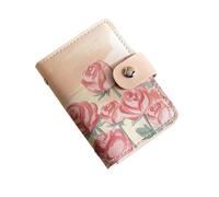 ATEUXOL Porte-Cartes Porte-Cartes de Peinture rétro Grande capacité for Femmes, Fente Multi-Cartes, Clip permis Conduire, for Cartes, Porte-Monnaie(Pink Rose)