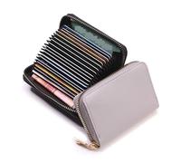 ATEUXOL Porte-Cartes Portefeuille Porte-Cartes de Visite Gris for Femmes et Hommes, Banque/d'identité/de crédit, 20 Bits, Portefeuille en Cuir PU, étui Protection, Porte-Monnaie(20 Slots Gray)