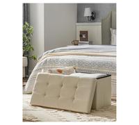ATEUXOL Pouf de Rangement Ottoman de Rangement rembourré et Pliable, avec Couvercle, capacité de 80 L, Peut contenir jusqu'à 300 kg, for Chambre à Coucher, Couloir(Yellow)