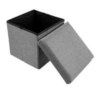 ATEUXOL Pouf de Rangement Tabouret De Rangement Carré en Coton Et Lin, Tabouret De Rangement Respirant Et Pliable for Le Salon(Grey,1PC)