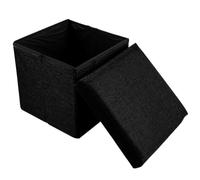 ATEUXOL Pouf de Rangement Tabouret De Rangement Carré en Coton Et Lin, Tabouret De Rangement Respirant Et Pliable for Le Salon(Brown,1PC)