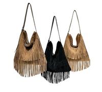 ATEUXOL Sac à BandoulièRe à Pompons Sacs à pompon, grands sacs main franges, sac messager en velours double face, bandoulière de créateur for femmes, grand décontracté