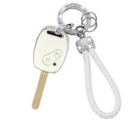 ATFIGII Coque de clé compatible avec Honda Pilot 2006-2015 ; Accord 2004-2012 ; Civic 2007-2013 ; CR-V 2005-2010 avec porte-clés scintillant à 2 boutons - Blanc argenté