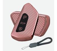 ATFIGII Coque de clé de voiture pour VW Golf 8 Tiguan ID.3 ID.4 - Coque de clé pour Seat Leon - Pour Cupra Formentor - Protection pour Skoda Octavia Kodiaq - TPU - 3 boutons B - Rose