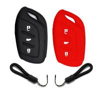 ATFIGII Lot de 2 coques de e voiture compatibles avec MG ZS EV Hybrid EHS S5 EV HS MG3 MG4 MG5 - En silicone - 3 boutons - Noir + rouge