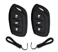 ATFIGII Lot de 2 coques de e voiture compatibles avec MG ZS EV Hybrid EHS S5 EV HS MG3 MG4 MG5 - En silicone - 3 boutons - Noir + noir