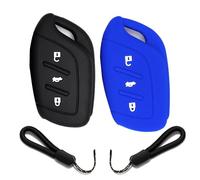ATFIGII Lot de 2 coques de e voiture compatibles avec MG ZS EV Hybrid EHS S5 EV HS MG3 MG4 MG5 - En silicone - 3 boutons - Noir + bleu