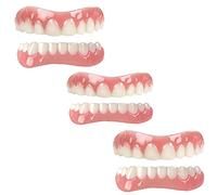 ATFIPAN Immédiat Prothèses Dentaires Cosmétiques Silicone Dentier Haut Et Bas Sourire Parfait Dentier, pour Homme Et Femme Amovible Naturel Fausse Dents Provisoire Facette,3 Pairs