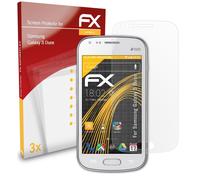 atFoliX 3x Film Protection d'écran pour Samsung Galaxy S Duos mat&antichoc