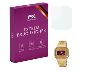 atFoliX Protection Écran Film de verre en plastique compatible avec Casio A168WG-9EF Verre film protecteur, 9H Hybrid-Glass FX Protection Écran en Verre trempé de plastique