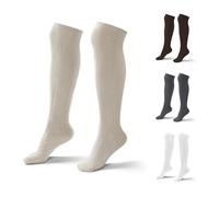 Atforna Chaussettes longues pour homme et femme - Longueur genou - En coton - Pour fête de la bière et autres célébrations - Taille 35 à 50, beige, 39-42