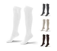 Atforna Chaussettes longues pour homme et femme - Longueur genou - En coton - Pour fête de la bière et autres célébrations - Taille 35 à 50, Blanc., 35-38