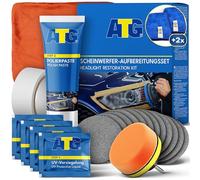 ATG® Kit de préparation des phares avec 2 chiffons en microfibre, kit de polissage pour phares mats et aveugles en plastique, phare ATG Fresh, polissage plexiglas, kit de restoration