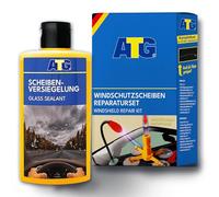 ATG® Kit de réparation de Pare-Brise avec Lampe UV + vitrificateur de vitre 250 ML - Réparation DIY en Cas d'éclats de Pierres et Effet déperlant - Vision Claire et Protection pour Pare-Brise