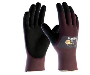 ATG MaxiDry 56-425 Lot de 12 paires de gants de travail unisexes en nitrile antidérapant avec revêtement 3/4 et grip huilé Taille L Violet