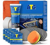 ATG® Rénovateur Phare Voiture - Kit Rénovation Phare Voiture avec Polish Voiture Rayure, Vernis Protecteur & Applicateur pour Phares Jaunis et Rayés