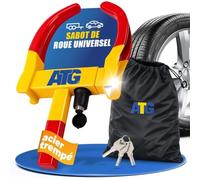 ATG Sabot de Roue Voiture & Remorque - Antivol Roue Universel pour Auto, Caravane, Camping-car, Moto - Bloque Roue Sécurité Pneus 18-28 cm