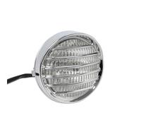 ATGCBCAUF Phares Avant pour Moto pour Harley Phare Moto Rétro Universel Phare Moto Phare Projecteur À Grille Ronde Phare De Motocross(Chrome Clear Lens)