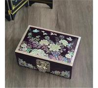 ATGQBCF Coffret A Boucles D'oreilles Bijoux bibelot souvenir trésor cadeau filles bague boîte poitrine organisateur laque asiatique avec coquille d'ormeau femmes en bois Coffret A Bagues(Type-C)
