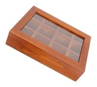 ATGQBCF Coffret A Boucles D'oreilles Bijoux Papeterie Sachets Thé Collier Rangement Organisateur Bois Massif Rétro Vieilli Verre Transparent Boîte À 12 Compartiments(31 * 24 * 6cm) Coffret A Bagues