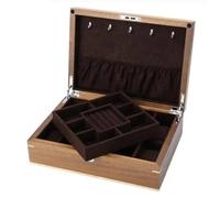 ATGQBCF Coffret A Boucles D'oreilles Boîtes Rangement Bijoux Bois Massif Noyer Noir Double Couche Boîte D'exposition D'accessoires Colliers Et Bagues Coffret A Bagues(Black)