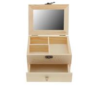 ATGQBCF Coffret A Boucles D'oreilles Support Organisateur - Boîte À Bijoux Classique Avec Tiroir Et Fermeture Moderne, Miroir En Bois Inachevé Coffret A Bagues