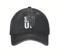ATHBUPHMU Casquette de Baseball motivante pour Hommes ne jamais abandonner - Bonnet Snapback Ajustable en Denim léger et respirantSty Le avec Une Lettre de Dessin animé