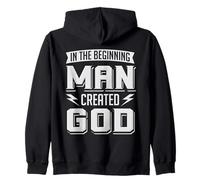 Athée Man Created God Anti Religion Agnostique Athéisme Sweat à Capuche