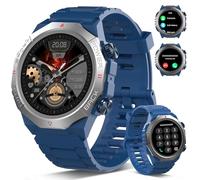 Atheewon Militaire Montre Connectée Homme Femme avec Appel Bluetooth, 1.39" HD Smartwatch Motre Sport avec 110+ Modes Sportifs, pour Android/iOS, Bleu