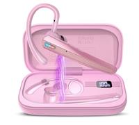 Atheewon Oreillette Bluetooth sans Fil avec de Conversation Mains Libres Claires, Casque Bluetooth Mono Écouteur pour Bureau/Conduite/Affaires, avec Double Micro Antibruit ENC, Rose pâle
