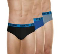 Athena Lot de 3 Slips Coupe Ergonomique Ecopack Basic Color, Noir Bleu Gris, Homme