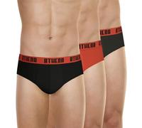 Athena Lot de 3 Slips Coupe Ergonomique Ecopack Basic Color, Noir/Rouge/Anthracite, Homme
