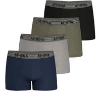 ATHENA Basic Coton Ecopack Boxers Lot de 4, Marine-Chiné gris-Kaki-Noir
