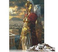 Athéna, déesse de la Sagesse et de la Guerre - Gardienne du Pouvoir Antique Puzzles 500 pièces pour Adolescents Cadeaux Puzzle en Bois pour Adultes et Adolescents (52x38cm)
