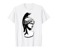 Athéna Déesse Grecque Blackwork T-Shirt Graphique avec Valeur, Homme, Blanc, M