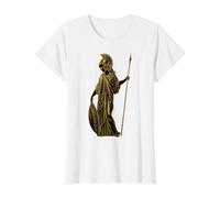 Athéna, déesse Grecque de la Sagesse et des Arts Minerve T-Shirt Graphique avec Valeur, Femme, Blanc, S