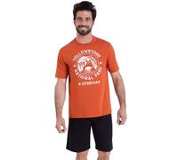 Athena Ecopack Serigraphie 7O70 Ensemble de Pijama, Terracotta/Noir, 6/XXL Homme