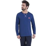 Athena - Ensemble Pyjama Long Homme, Nightwear Rayures- Jersey 100% Coton Respirant - Fils Teints - T-Shirt Manches Longues + Pantalon - Label Oeko-TEX® Standard 100