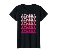 Athena First Name Minimalist Design T-Shirt Graphique avec Valeur, Femme, Noir, XS