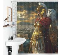 Athena, Goddess of Wisdom And War - Guardian of Ancient Power Ensemble De Décoration De Salle De Bain Moderne En Tissu Imperméable Et Résistant À Séchage Rapide Pour Baignoires De Cabine 56.30x70.87In