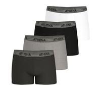 Athena - Lot de 4 Boxers Homme Ecopack Anthracite/Gris Chiné/Noir/Blanc S