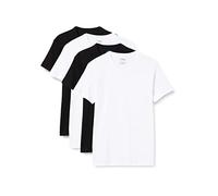 Athena Promo Tee-Shirt Coton Bio 8A69 Maillot de Corps, Blanc/Noir, S (Lot de 4) Homme