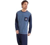 Athena Homme Rayures Cap Horn Ensemble De Pyjama, Bleu/Bas Bleu Marine, S EU