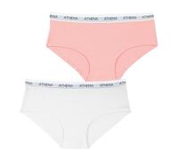 Athena - Lot de 2 Boxers Ajustés Fille - Coton Stretch Modal Ultra Doux, Élastique Large Logoté, Look Sporty et Design - Label Oeko-TEX® Standard 100