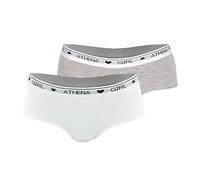 Athena - Lot de 2 Boxers Fille Coton Ultra Doux Girl by Taille : 10 Ans - Couleur : Blanc-Gris chiné