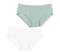 Athena - Lot de 2 Slips Fille sans Couture côtelés Taille : 12 Ans - Couleur : Blanc et Bleu Nuage