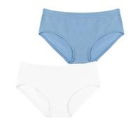 Athena - Lot de 2 Slips Fille sans Couture côtelés Taille : 8 Ans - Couleur : Blanc-Bleu Niagara